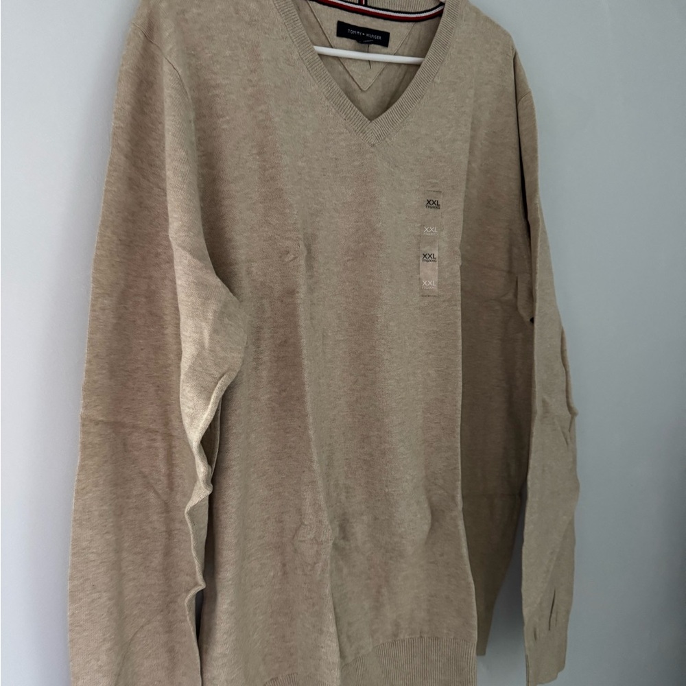 Tommy Hilfiger Light Tan V-Neck Sweater - Picture 2 of 5